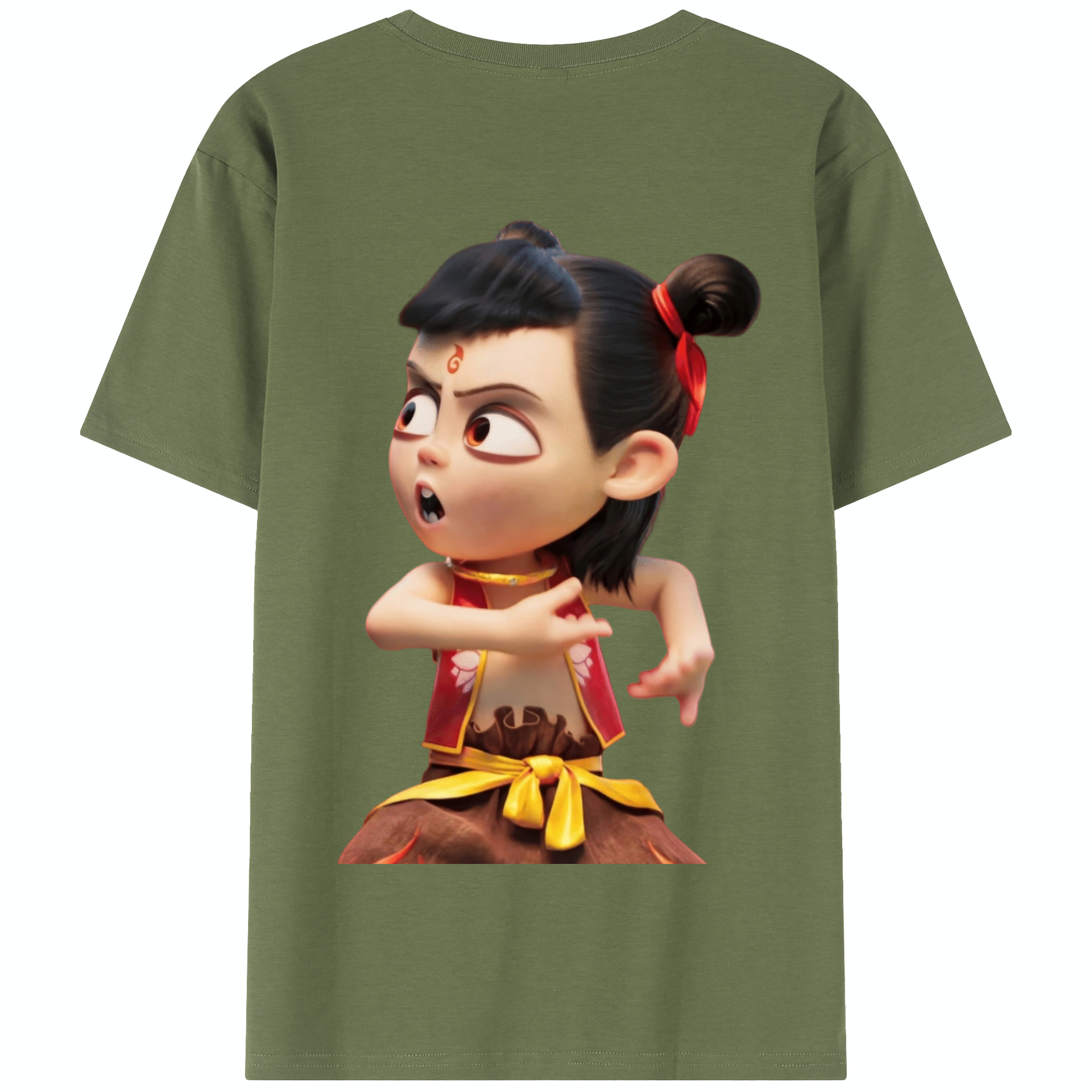 （画像用） Ne Zha 2 ナタ 魔童の大暴れ 綿100％半袖Tシャツ（背面プリント）
